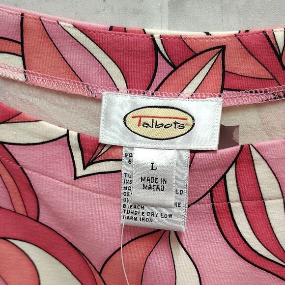 Talbots Pink and White Relaxed Graphic Blouse - Picture 2 of 3